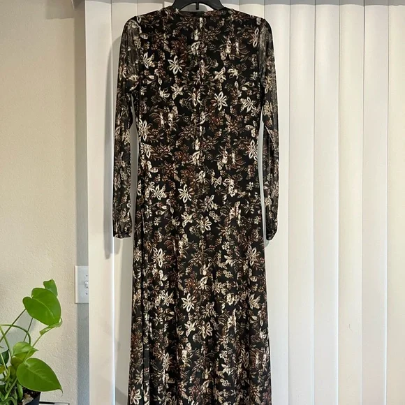 Rachel Zoe Elegant Black and Brown Floral Dress - Picture 2 of 6